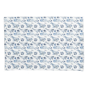 Blue White Whale Ocean Pattern Nursery Pillow Case