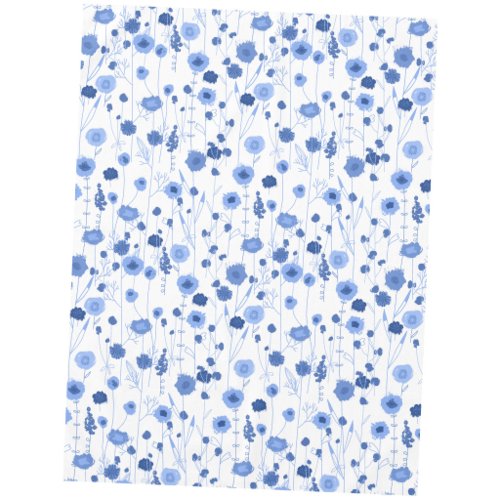 Blue White Wildflower Meadow Botanical Floral Art Tablecloth