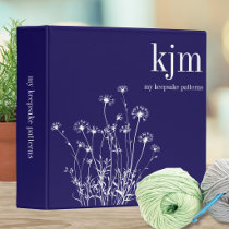 Blue & White Wildflowers Monogram Pattern Keeper 3 Ring Binder