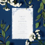 Blue White Willow Floral Wedding Invitation