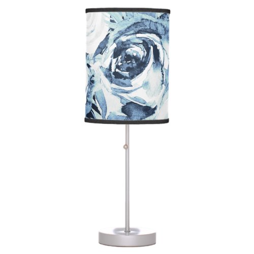 Blue White Winter Floral Roses Vintage Shabby Chic Table Lamp