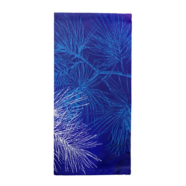 Blue White Winter Holiday Pine Cloth Napkin (Half Fold)