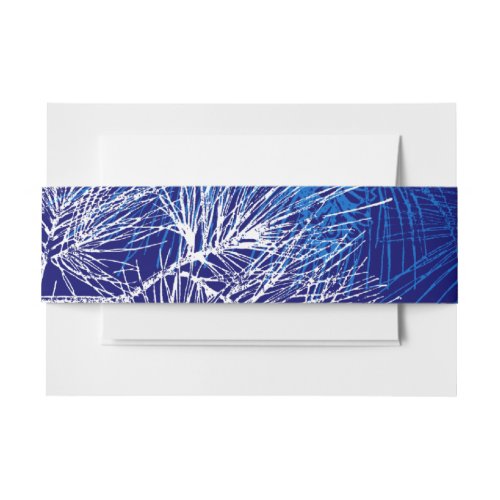 Blue White Winter Holiday Pine Pattern Bands Invitation Belly Band