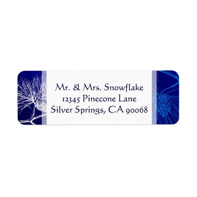 Blue White Winter Pine Custom Address Labels (Front)
