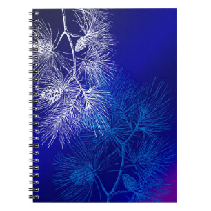 Blue White Winter Pine Pattern Notebook