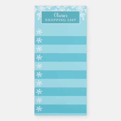 Blue White Winter Snowflake Checklist Magnetic Notepad