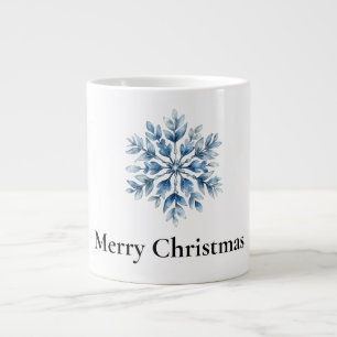 Blue White Winter Snowflake Christmas Giant Coffee Mug