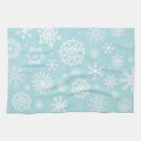 White Snowflake on Dark Green Kitchen Towel, Zazzle