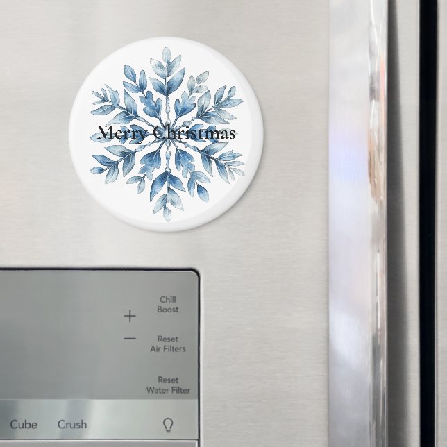 Blue White Winter Snowflake Christmas Magnet (In Situ (Fridge))