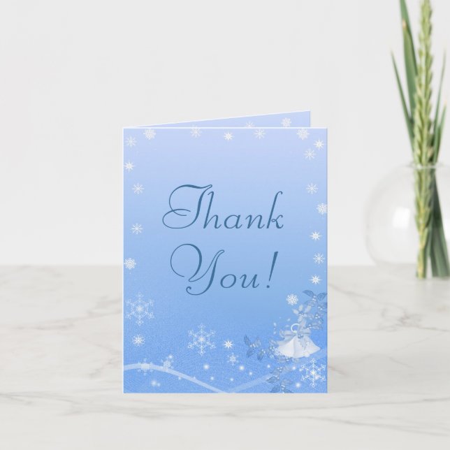 Blue & White Winter Wedding Thank You (Front)