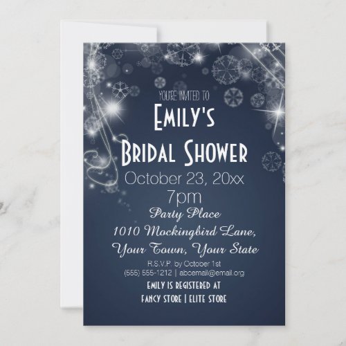 Blue  White Winter Wonderland Theme Bridal Shower Invitation