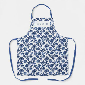 Blue White Womens Apron