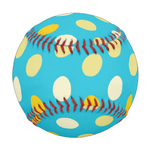 Blue White Yellow Colorful Eggs Bird Nests Dots Baseball