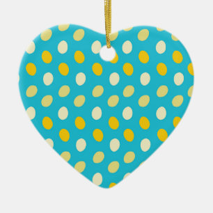 Blue White Yellow Colorful Eggs Bird Nests Dots Ceramic Ornament