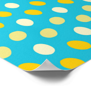 Blue White Yellow Colorful Eggs Bird Nests Dots Poster