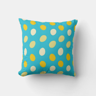 Blue White Yellow Colorful Eggs Bird Nests Dots Throw Pillow