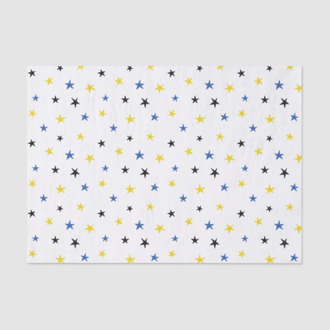 BLUE WHITE YELLOW STARS TISSUE PAPER (Front)
