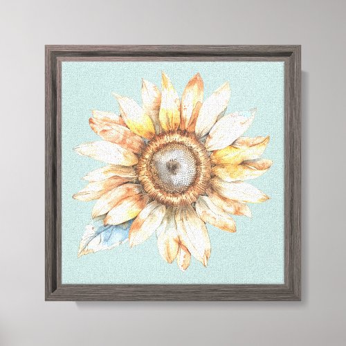 Blue White Yellow Sunflower Canvas Print