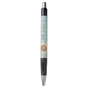 Blue White Yellow Sunflower Pen
