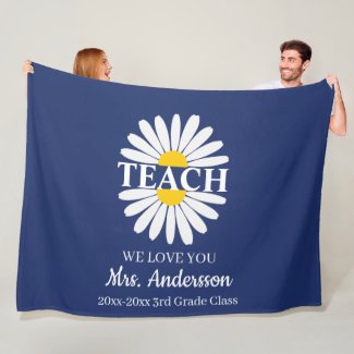 Blue White Yellow Teacher Teach Daisy Class Gift 