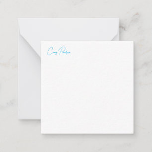 Blue White Your Name Calligraphy Unique Minimalist Note Card