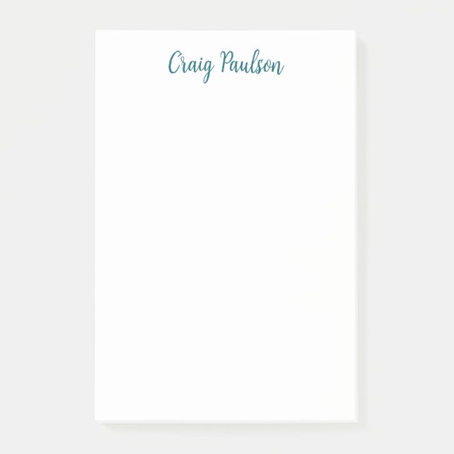 Blue White Your Name Calligraphy Unique Minimalist Post-it Notes (Front)