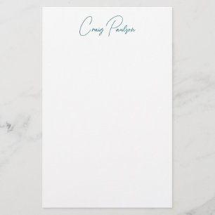 Blue White Your Name Calligraphy Unique Minimalist Stationery