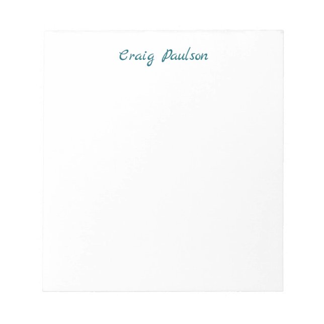 Blue White Your Name Unique Special Minimalist Notepad (Front)