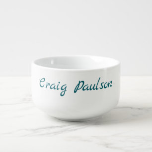 Blue White Your Name Unique Special Minimalist Soup Mug