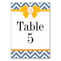 Blue & White Zig Zag Pattern Table Number