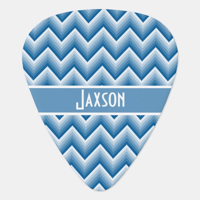 Blue & White Zigzag Chevron Pattern  Guitar Pick (Front)