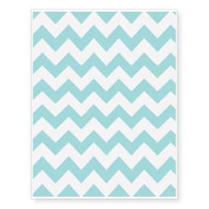 Blue White Zigzag Stripes Chevron Pattern Temporary Tattoos