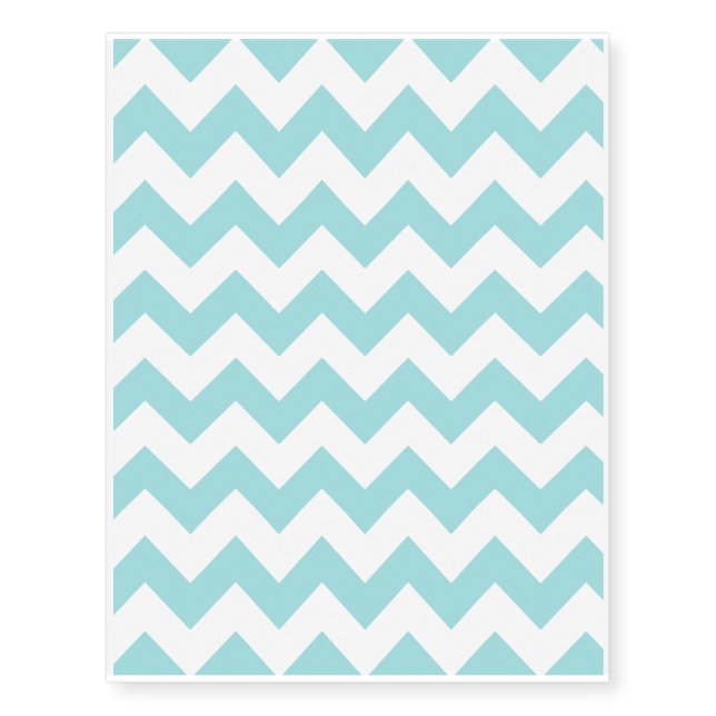 Blue White Zigzag Stripes Chevron Pattern Temporary Tattoos (Front)
