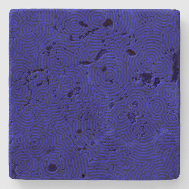 Blue Whorls Travertine Coaster (Front)