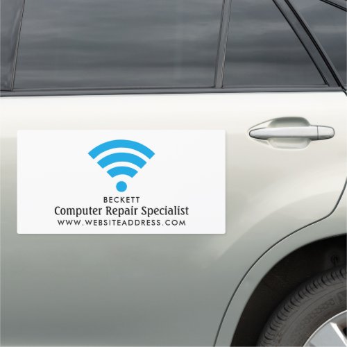 Blue Wi_Fi Logo Computer Repair Specialist Car Magnet