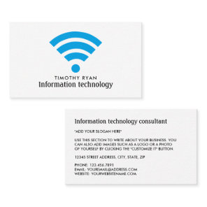 Blue Wi-Fi Logo, Information Technology, Computer Business Card