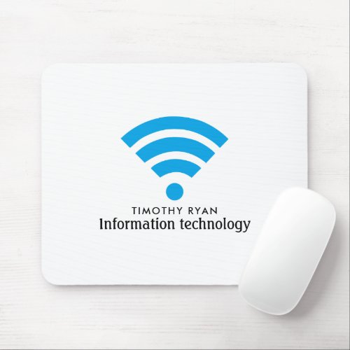 Blue Wi_Fi Logo Information Technology Computer Mouse Pad