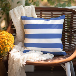 Blue Wide Stripe Throw Pillow