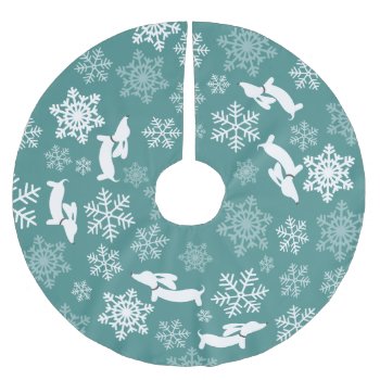 Blue Wiener Dog Christmas Tree Skirt Holiday by Smoothe1 at Zazzle