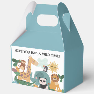 Blue Wild Animal Birthday Favor Boxes