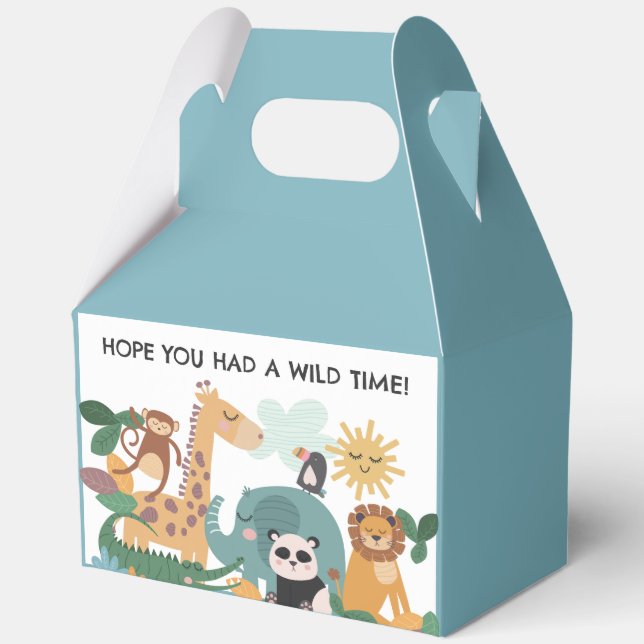 Blue Wild Animal Birthday Favor Boxes (Front)