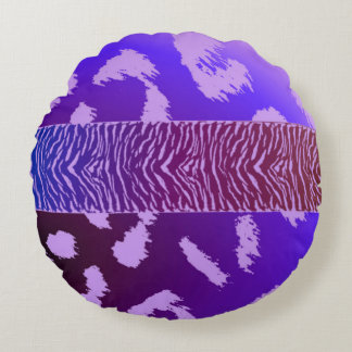 Blue Wild Animal Pattern Round Pillow