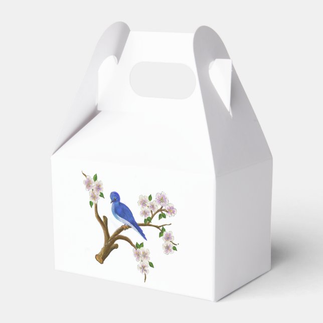 Blue wild bird design  favor boxes (Front Side)