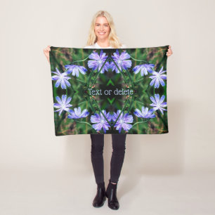 Blue Wild Chicory Flowers Abstract Personalized Fleece Blanket
