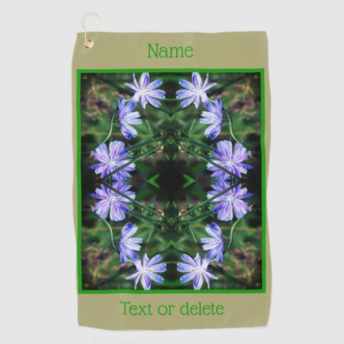 Blue Wild Chicory Flowers Abstract Personalized Golf Towel