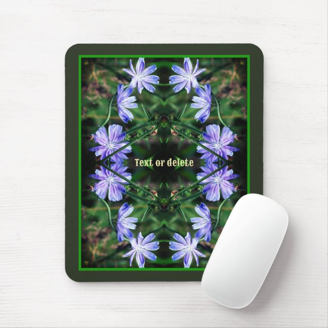Blue Wild Chicory Flowers Abstract Personalized Mouse Pad (With Mouse)