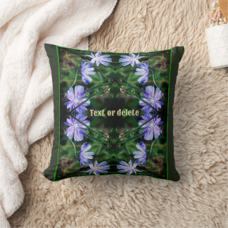 Blue Wild Chicory Flowers Abstract Personalized Throw Pillow