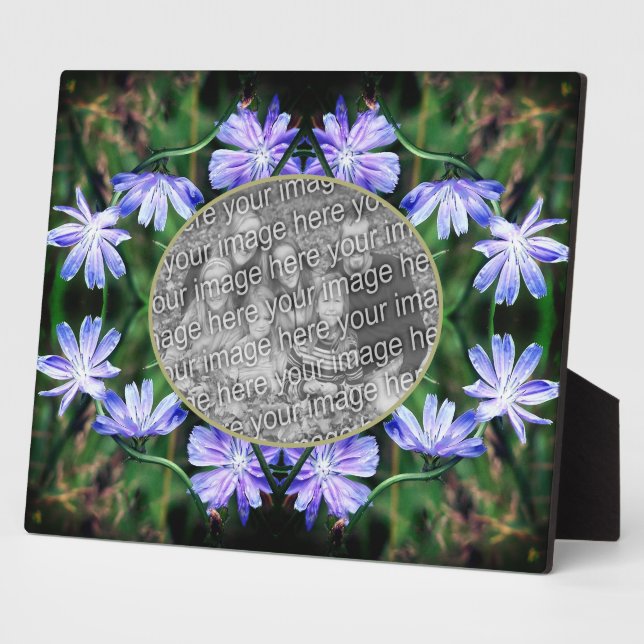 Blue Wild Chicory Flowers Add Your Photo Plaque (Side)