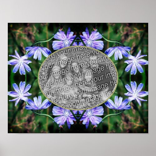 Blue Wild Chicory Flowers Frame Add Your Own Photo Poster