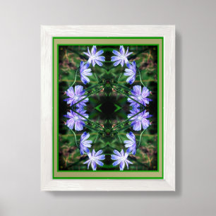 Blue Wild Chicory Flowers Nature Art Framed Art